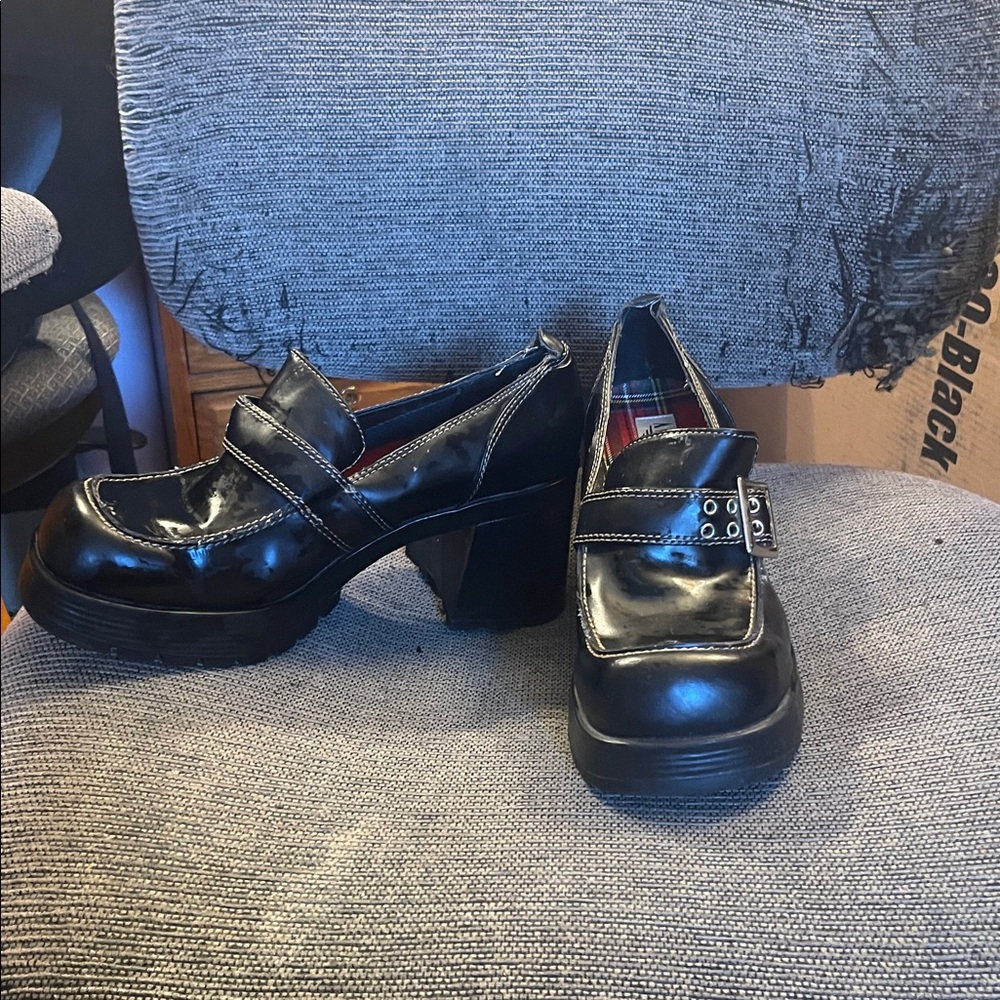 Black Chunky Heel Loafers brand new never worn